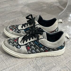 MCM Multicolor Logo Low-Top Sneakers with Grey Suede Accents